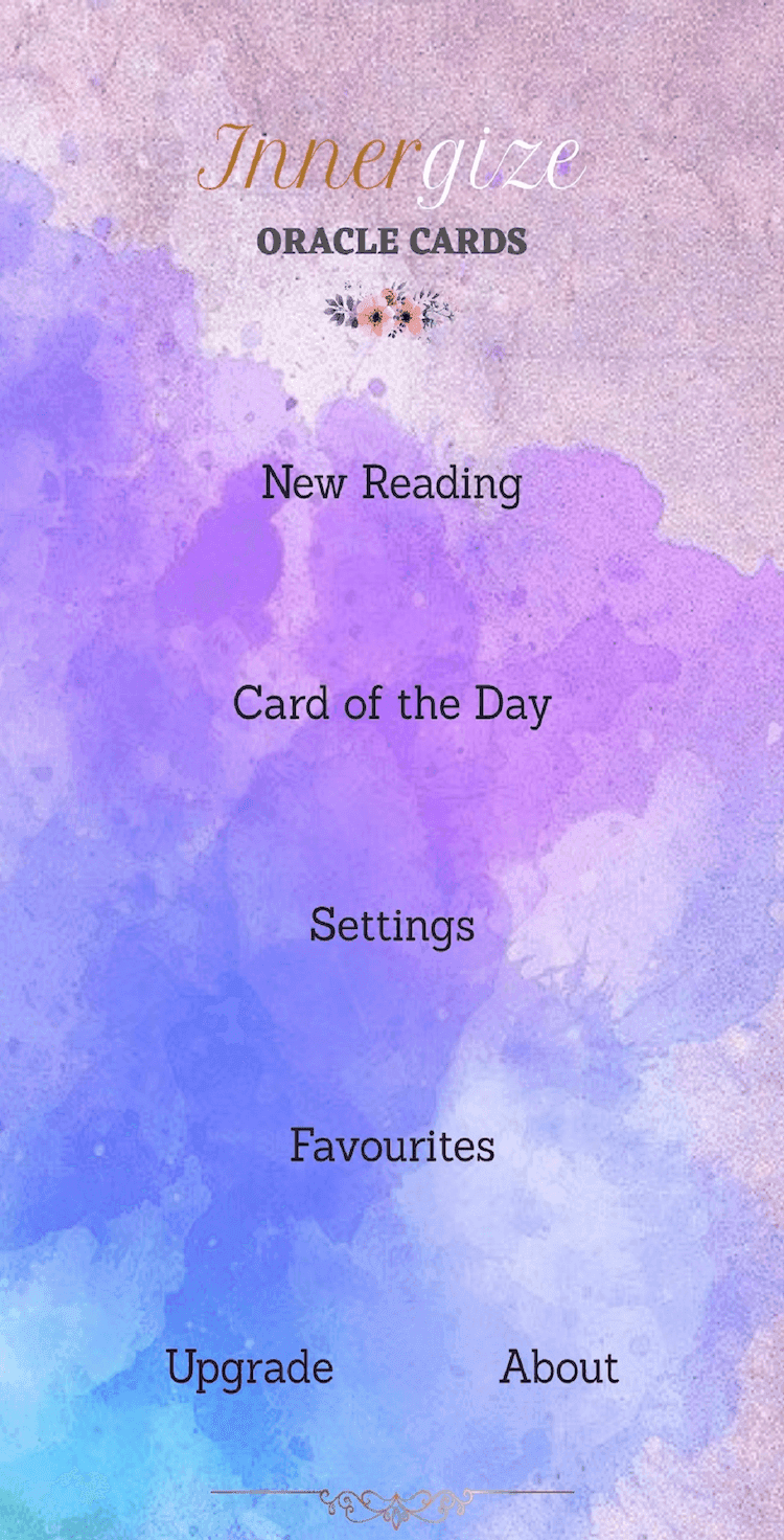 Tarot App Menu Screen