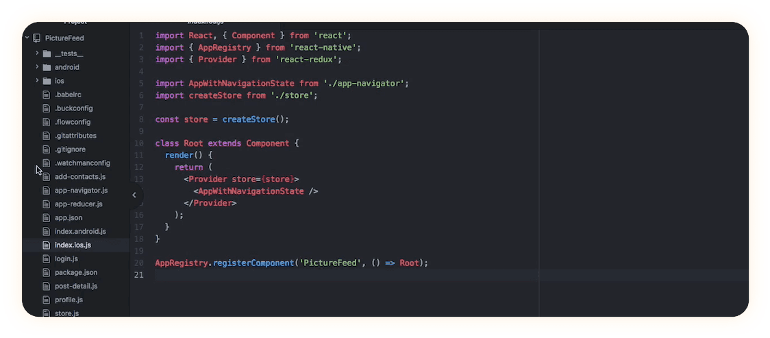 React Native App Sample Code